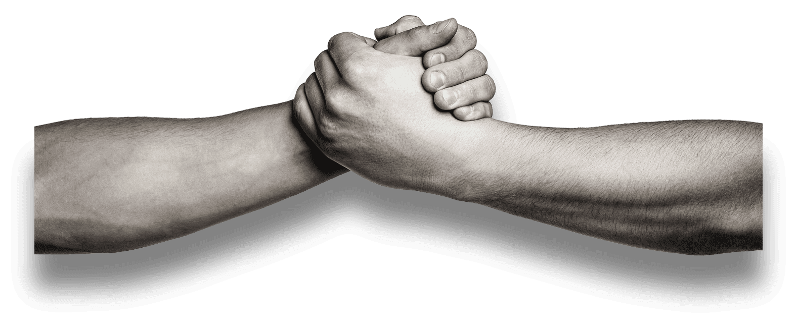 Two people clasping hands, representing partnership