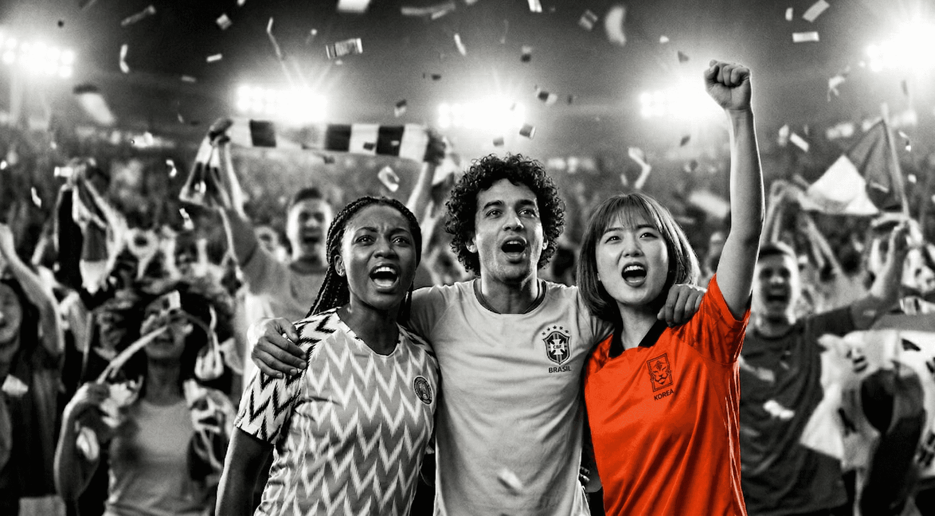 Group of fans at a tournament in red shirts